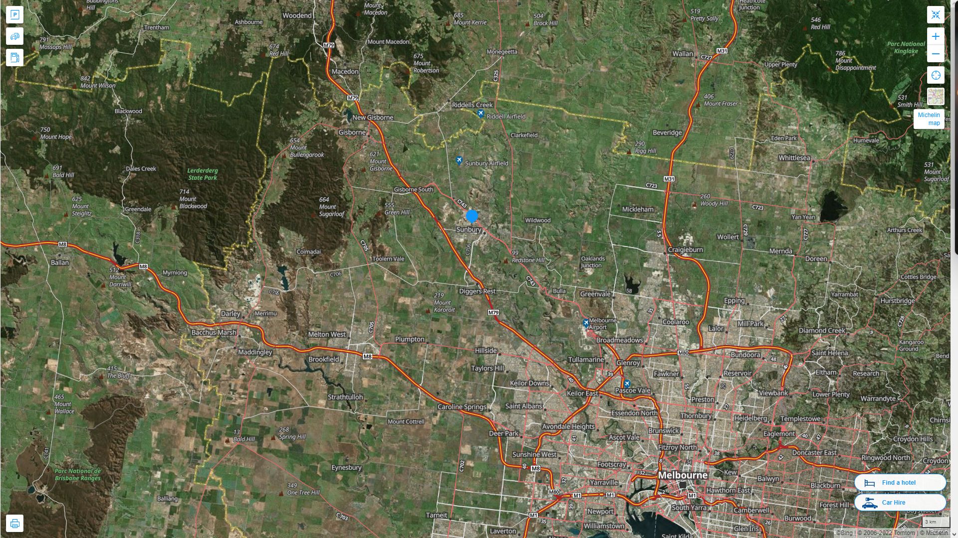 Sunbury Highway and Road Map with Satellite View